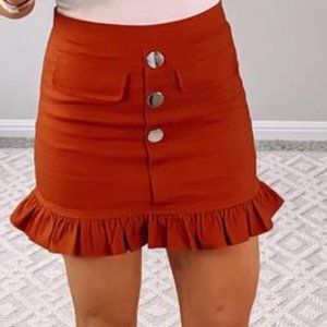 Women's Orange Ruffle Skirt